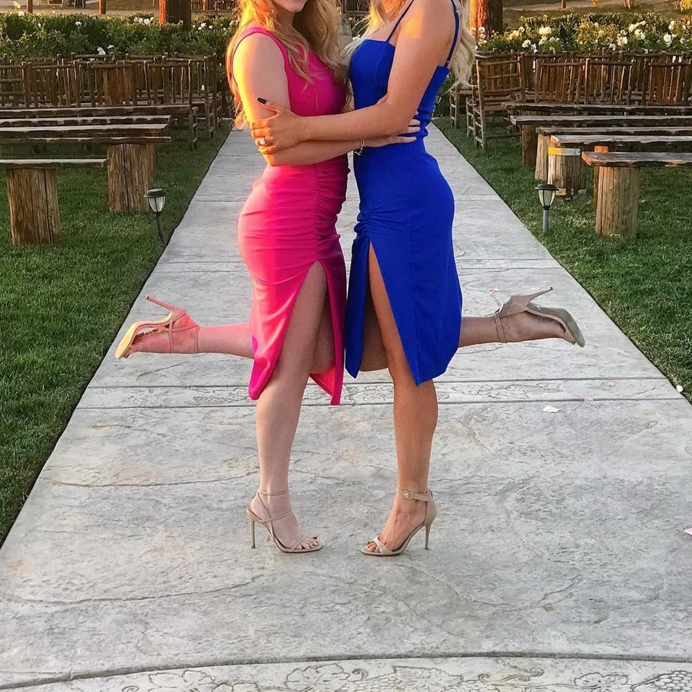 Elegant Pink Ruched Dress